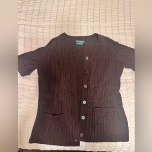 Ralph Lauren Dark Brown Cable Knit Cardigan